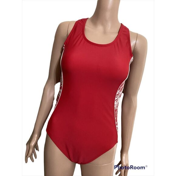 Vintage Catalina Red One Piece Swimsuit M 8/10 - Picture 1 of 10